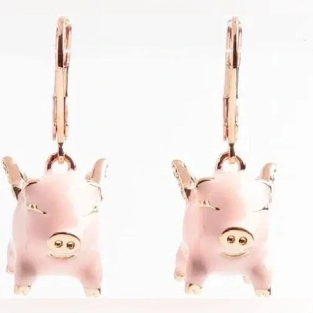 Spade Authentic Cute Fashion Drop Flying Pig Leverback Pink and Rose Gold
